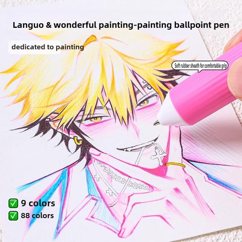 Languo 146/10 Color Ballpoint Pen 0.8mm Cartoon Soft Grip Press for Drawing Multicolor Writing Pen Office School Supplies