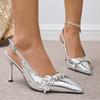 Fashion Female Shoes 2025 New Women's Slingbacks High Heels Crystal Pointed Toe Buckle Strap Thin Heel Pumps for Fashion Party & Dress