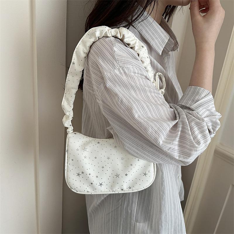 Sweet Pleated Bag Large Capacity Personalized Dumpling Bag Daily Commute Star Cloth Shoulder Armpit Bag