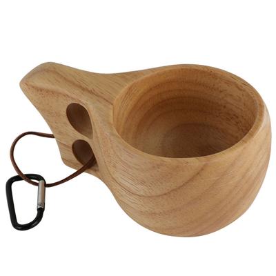 Taza KUKSA de Madera de Caucho con Doble Orificio Taza de Café Taza de Agua Taza de Madera Personalizada