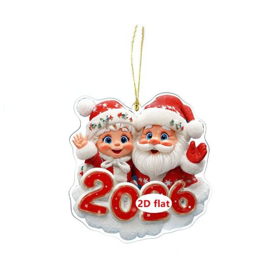 Christmas Ornament Cartoon Santa Claus Snowman Reindeer 2D Acrylic Christmas