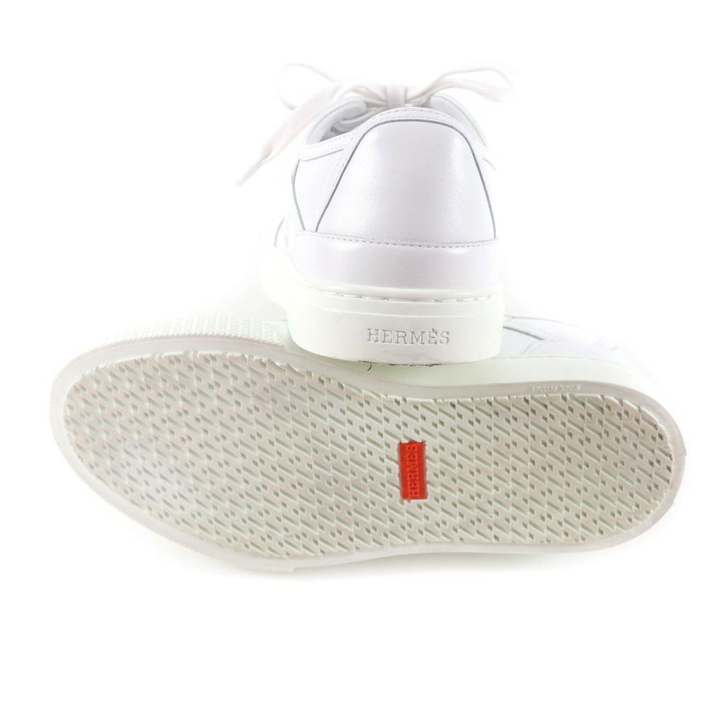 Great HERMES Sneakers Get Logo Design Lace-up White Leather Women 35.5 Used