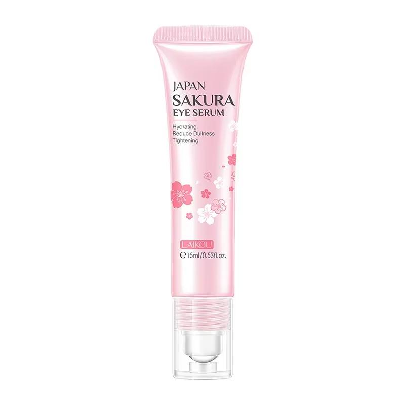LAIKOU Sakura Eye Serum Eye Roller Massage Hyaluronic Acid Skin Care Eye Bags Cream Moisturizing Dark Circles 15ml