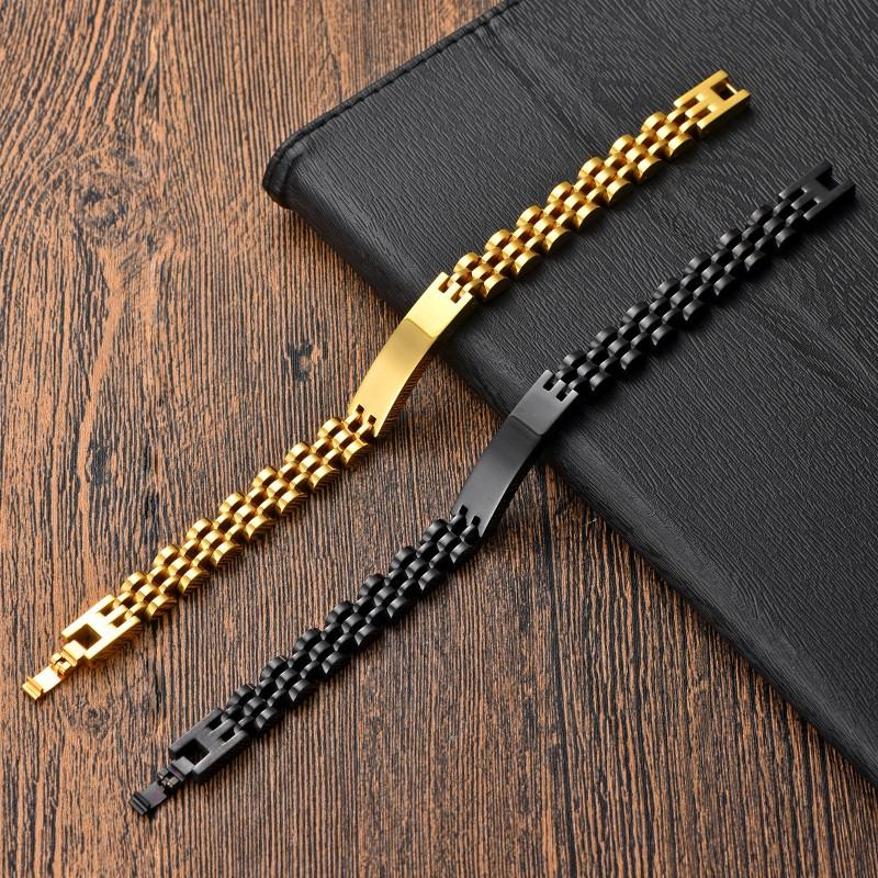 Stainless Steel Engravable Bracelet Men Women Geometric Bangle Adjustable Size Fashion Jewelry