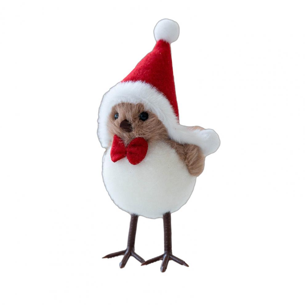 

10cm Christmas Ornament Bird Design Foam Wearing Santa Hat Decorative Hanging Pendant Home Garden Festive Holiday Party Decor