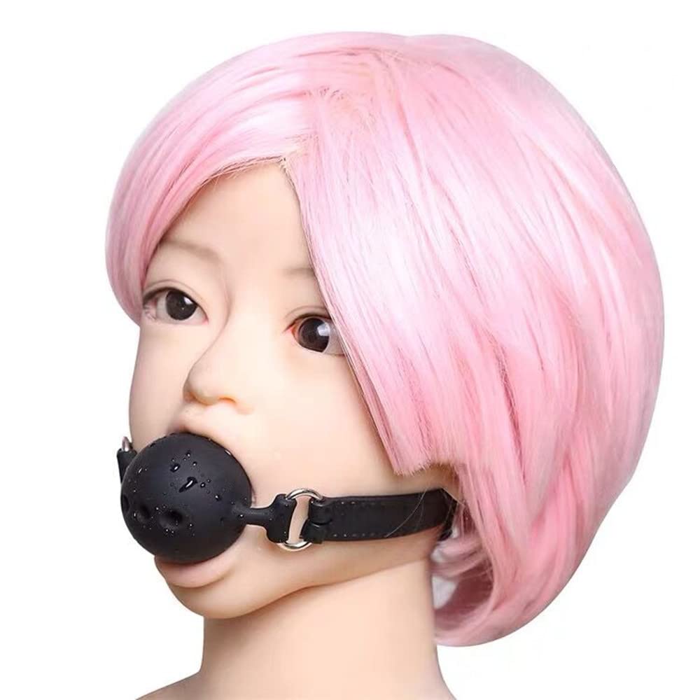 SM Gag with Mouth Mouth Gag SM Captive Slave Ball, Silicone, Hole, Plug, Ball, Goods, Restraint, Cosplay, Play, (M-4.5cm Gag)