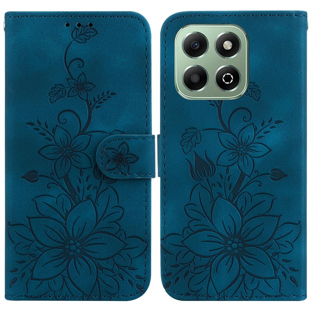 For Honor X6b 4G Stand Case Lily Flower Imprint Leather Phone Cover