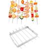 Stainless Steel Grill Rack Foldable Grill Rack Reusable Barbecue Skewers Forks with Holder Barbecue Accessories