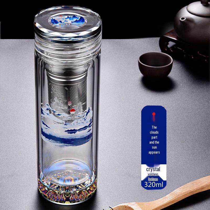 Yisijia Heat-Resistant Double-Layer Tea Infuser Glass Mug 320ml