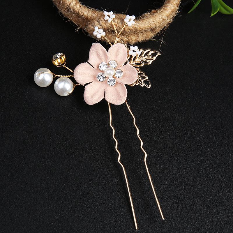 Korean Bridal Forest Hair Comb and Bracelet Set in Blue, Purple, Pink, White, and Gold