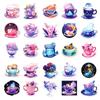 50PCS Dreamy Purple Tea Cup Stickers, Fantasy World Graffiti Decals for DIY Decoration & Journal