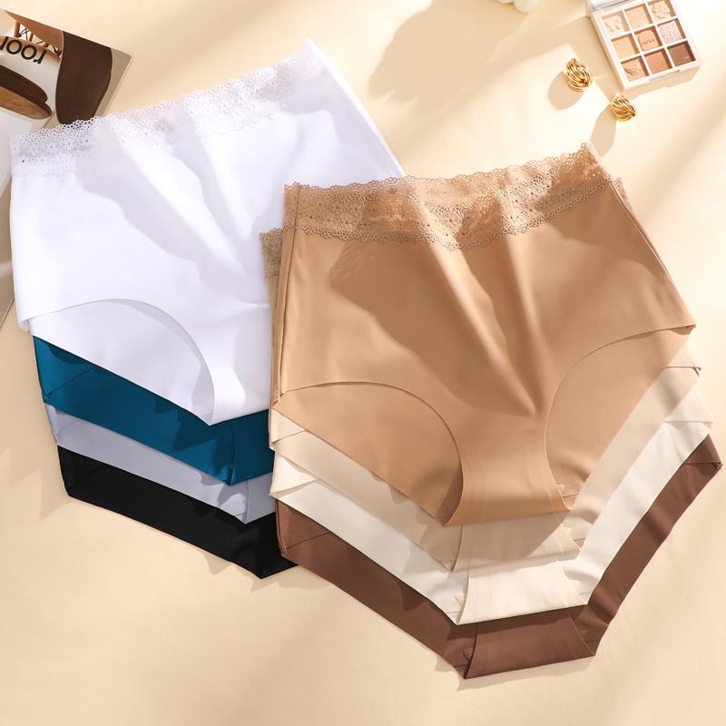 1pcs Women's High Waisted Plus Size Lace Waist Seamless Underwear, Fully Covered Hip Hugging Breathable Underwear, High-quality Comfortable Underwear