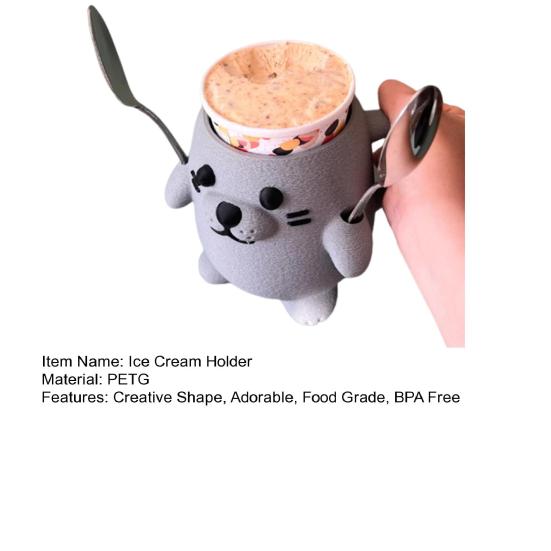 Ice Cream Pint Sleeves Cover with Spoon Handle Cute Animal