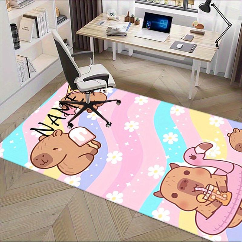 Capybara Playful Summer Office Carpet Soft Polyester Entrance Carpet Washable Non slip Machine Washa