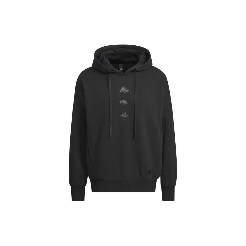 adidas Sportbekleidung Übergroßer Hoodie Einfarbig Locker Sportlich Lässiger Pullover Herren Hoodies Schwarz IM9050