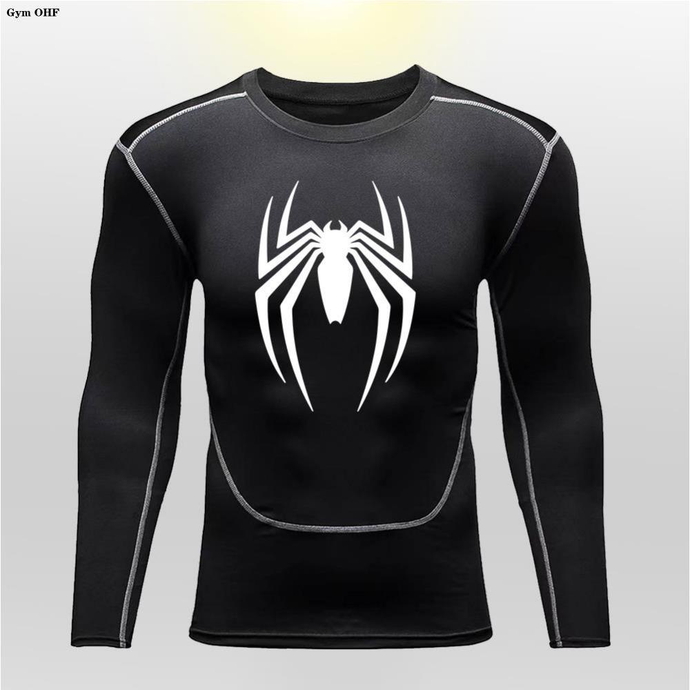 Maglietta Sportiva a Maniche Corte Rashguard Spider-Man Stampa Compressione Corsa Allenamento Bodybuilding T-Shirt Asciugatura Rapida