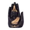 Polyresin Golden Handcrafted Palm Buddha Polyresin Showpiece (12.5 cm x 7.5 cm x 17.5 cm, Black)