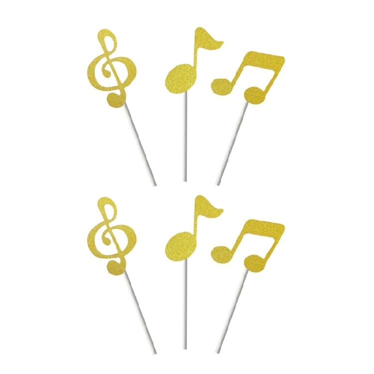 Musical Theme Party Decoration Quaver Shaped Cake Insert Safe Paper Craft Eighth Note Toppers For Dessert Display