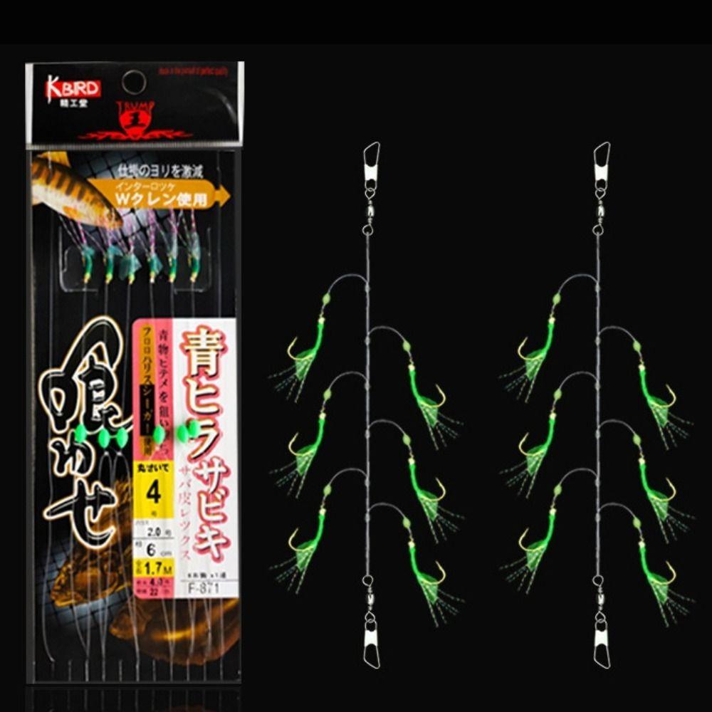 Colorful Sabiki String Golden Hooks Rubber Gang Tackles Baits Fishing Tinsel Carp  Saltwater