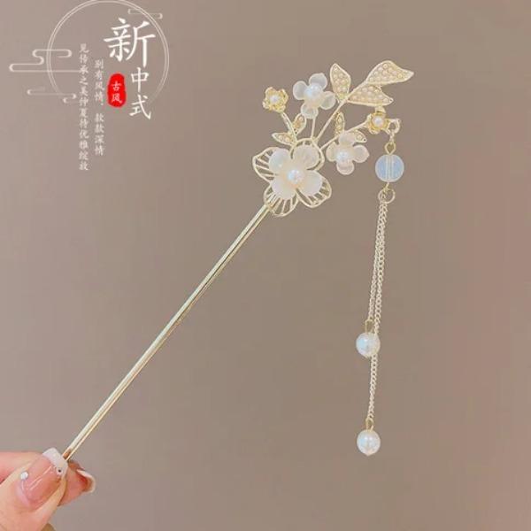 Horquilla de Flores de Lujo Ligero Para Mujer Estilo Chino Floral Mariposa Borla Palillo para el Cabello Elegante Joyería de Metal Horquilla Pinzas para el Cabello