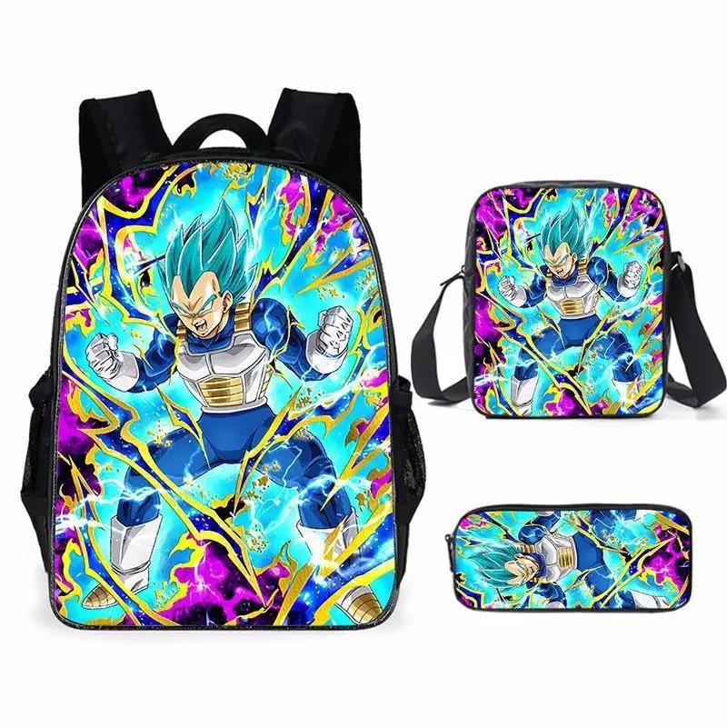 Animation seven dragon ball backpack, primary and secondary school schoolbag, satchel, shoulder bag, pencil case three-piece set