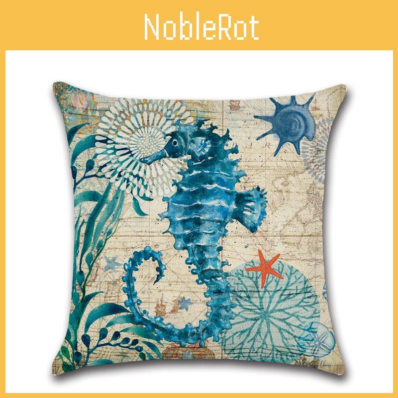Premium Quality Marine Ocean Cushion Cover With Timeless Sea Horse Design