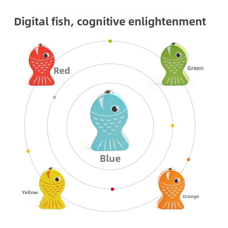 Educational Wooden Fishing Game For Children With Magnetic Fish Learning Puzzle For Kids