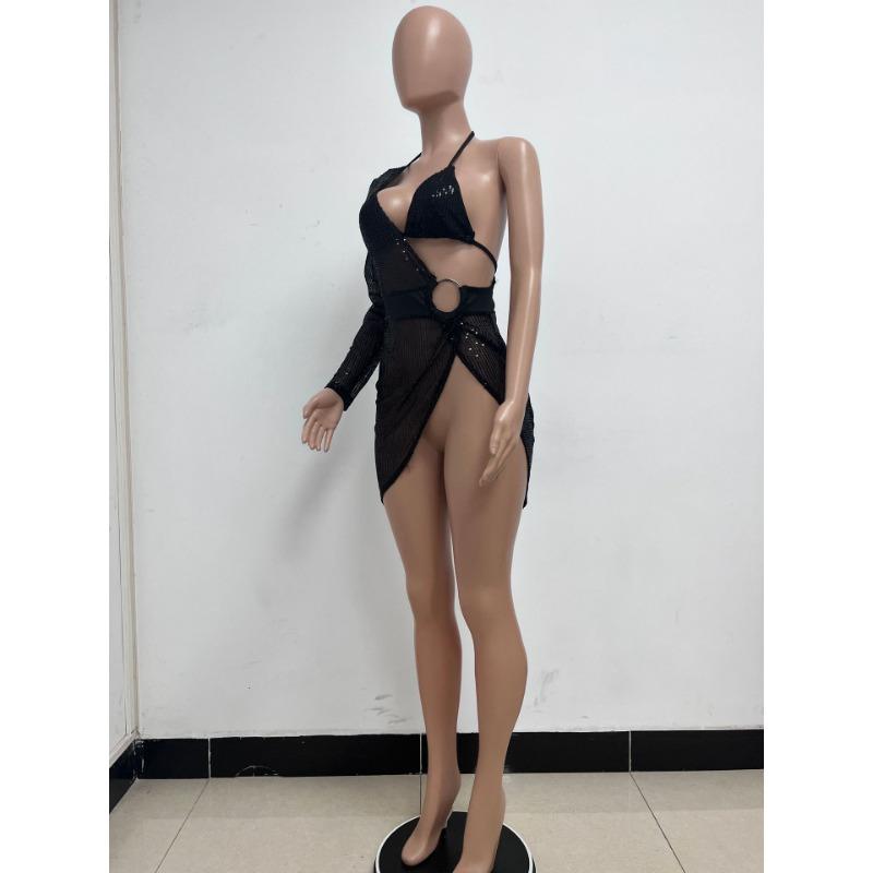 Women's Summer Fashion New Nightclub Hottie Backless Long Sleeved Dress