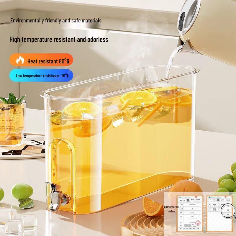 Large Capacity Cold Brew and Beverage Kettle with Tap - High Temp Resistant, Narrow Design, Ideal for Fruit Tea and Refrigeration