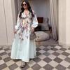 Cross-Border European & American Women's Fashion: Stand-Up Collar Print Dress with Ruffled Loose Fit & Drawstring