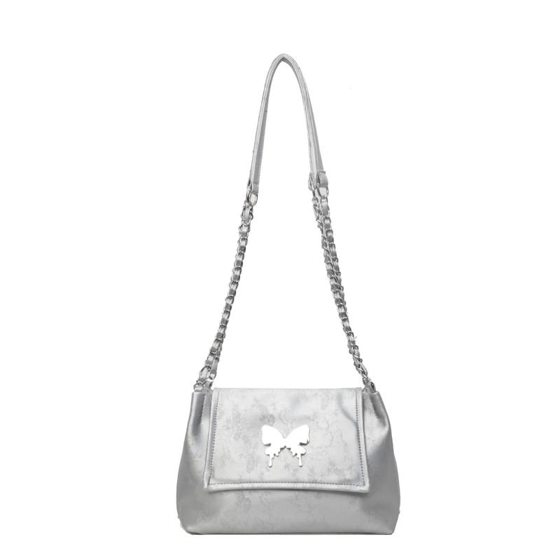 Fashion Luxury Design PU Leather Women Shoulder Bag Female Butterfly Decoration Crossbody Bag Spring and Summer Ladies Brand Bag