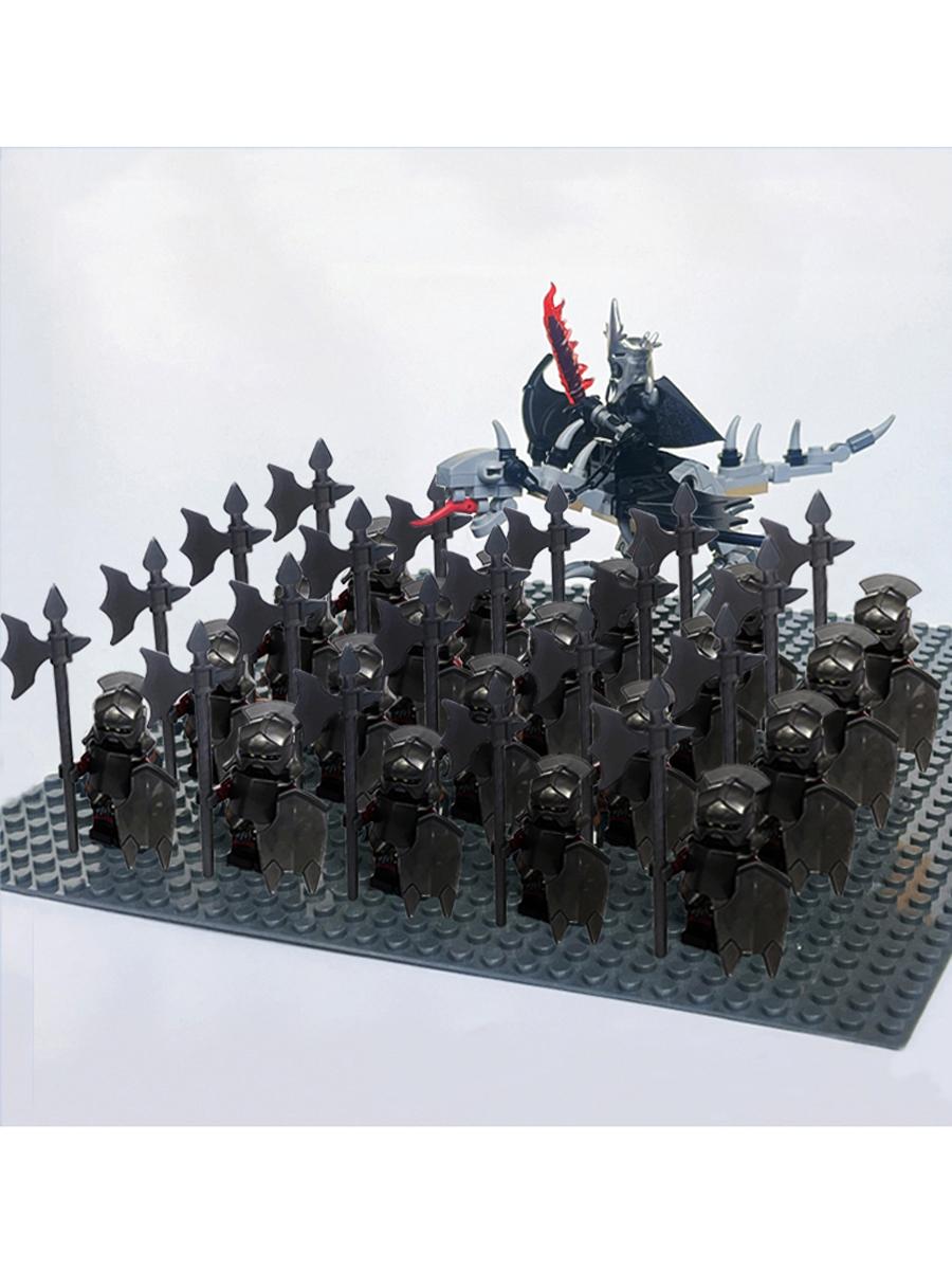 

New 21Pcs Solider Uruk Hai Army Figrues King Angmar With Fell Beasts Shield Sword Bow Spear Weapons Kid Toys Playsets