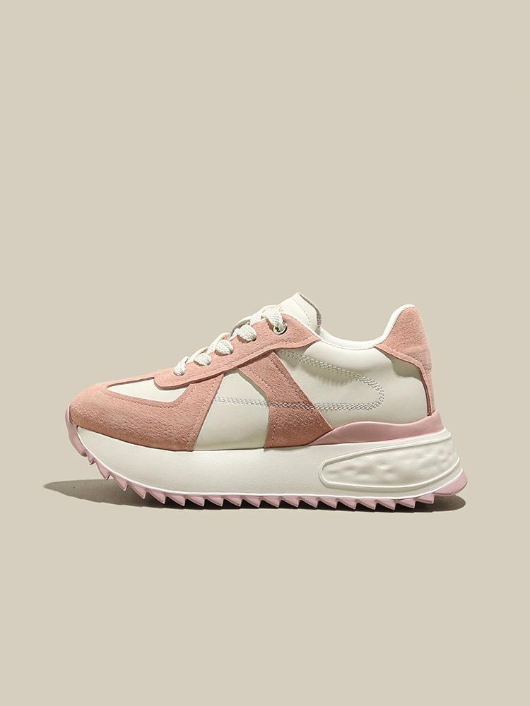 

Thick-soled inner height increase contrasting color splicing Forrest Gump shoes women s 2025 new small height increase comfortable versatile casual 40 розовый