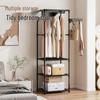 Multifunctional Three-Row Floor Standing Storage Rack for Clothes and Hats