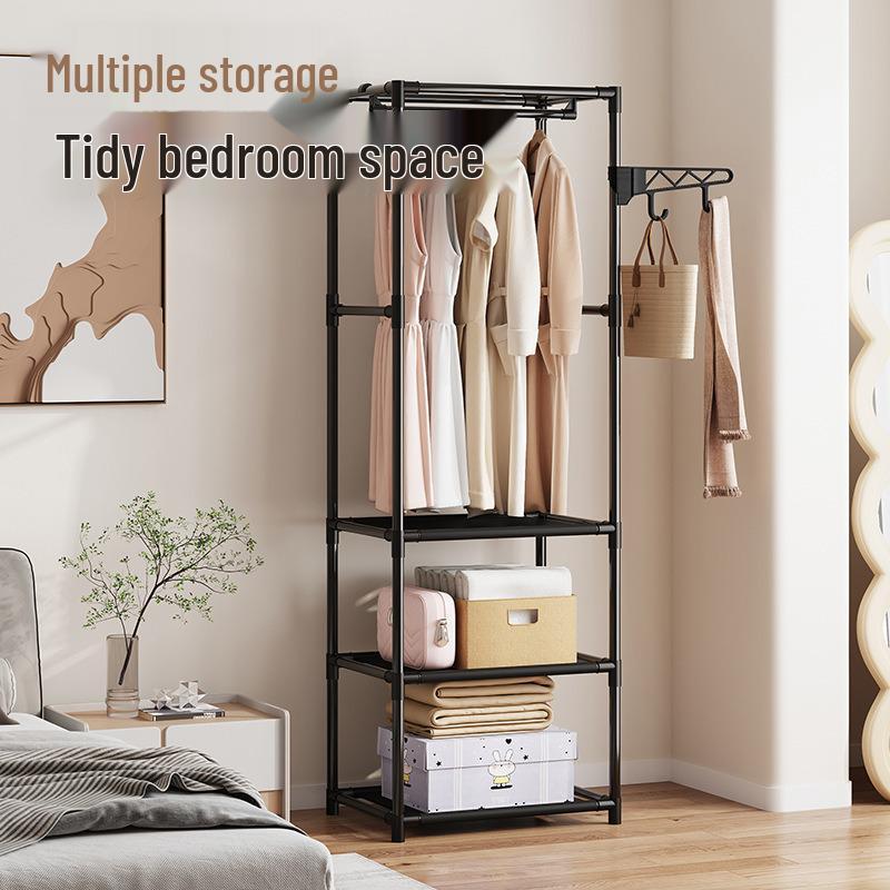 Multifunctional Three-Row Floor Standing Storage Rack for Clothes and Hats