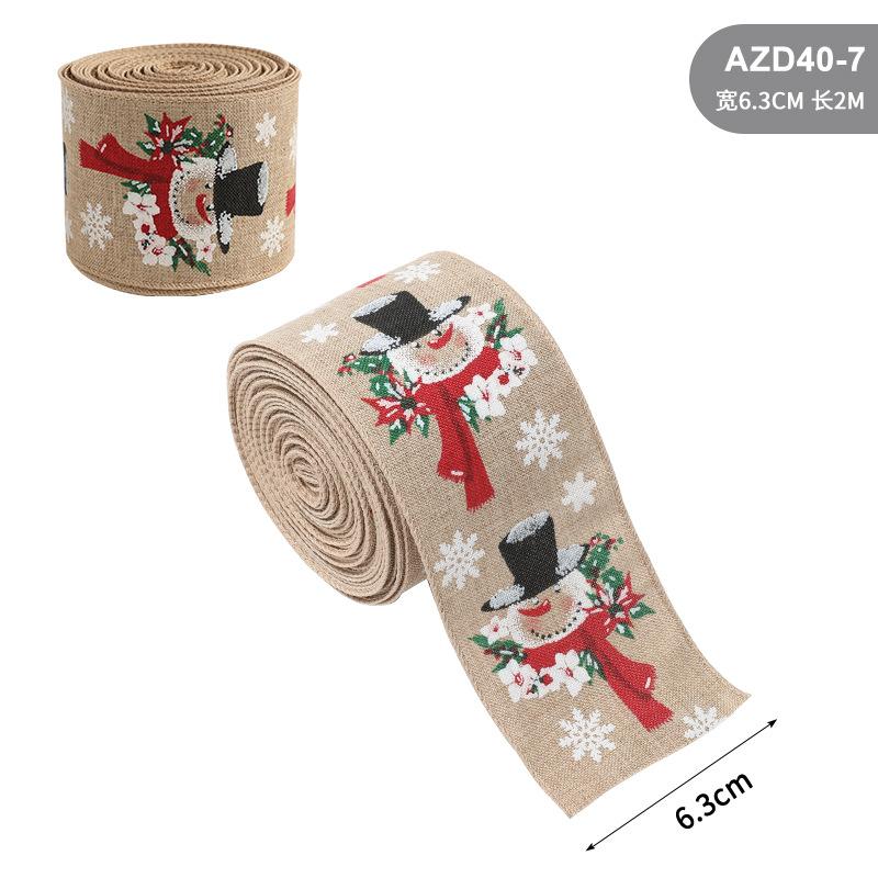 

2m Long Burlap Christmas Ribbon 6.3cm Wide, Natural Jute Decorative Trim for Holiday Party
