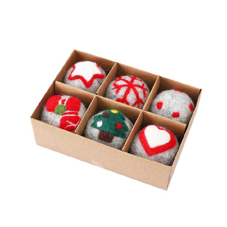 6pcs Felt Christmas Ball Pendant Star Tree Front Door Window Wall Decoration