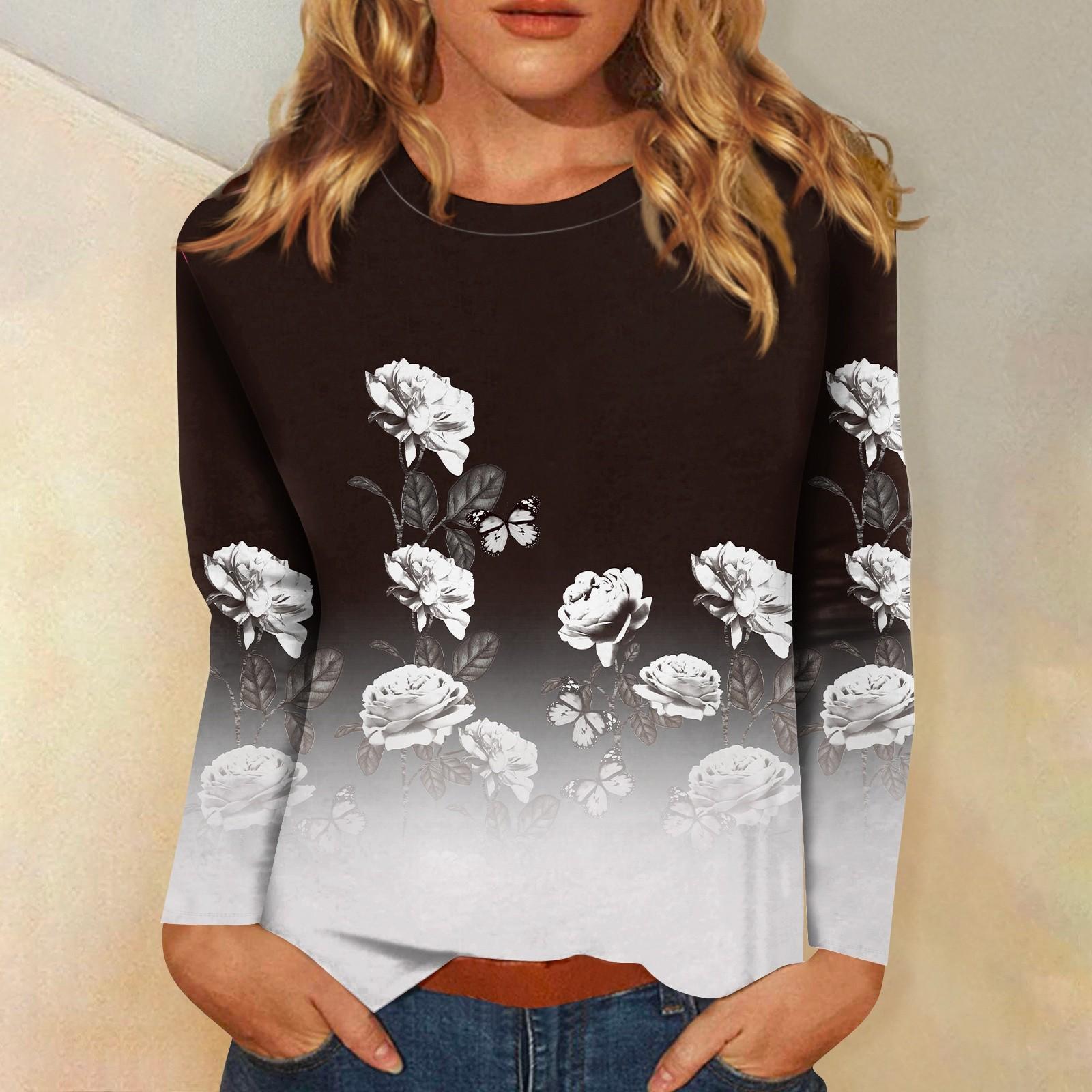 

Рубашки с длинным рукавом для женщин, милые футболки с графическим принтом, блузки, повседневные базовые топы больших размеров, пуловеры XXXXXL