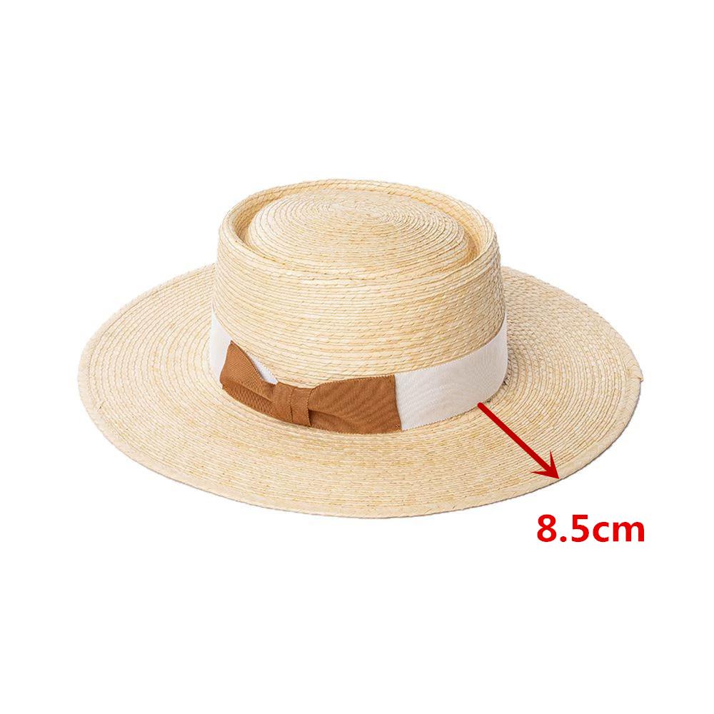 

202505-HH5365B ins CHIC summer holiday Natural palm leaf woven grass COLOR RIBBON fedoras cap men women panama jazz hat head size 57cm бежевий