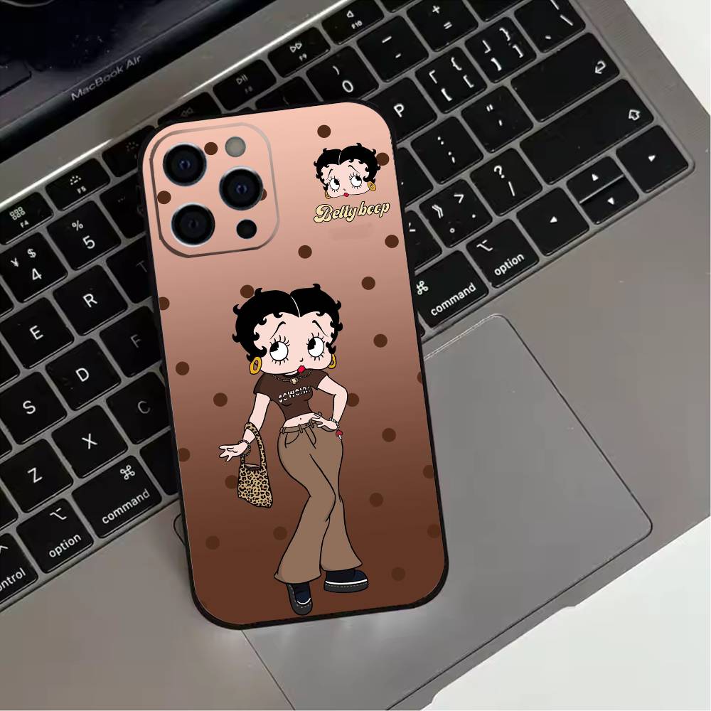 B-Betty Cute B-Boop Phone Case For iPhone 17,16,15,14,13,12,11 Plus,Pro Max,XS,Soft Silicone Black Cover