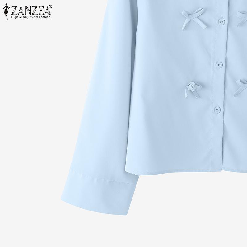 ZANZEA Women Turn Down Collar Loose Casual Btton Blouse