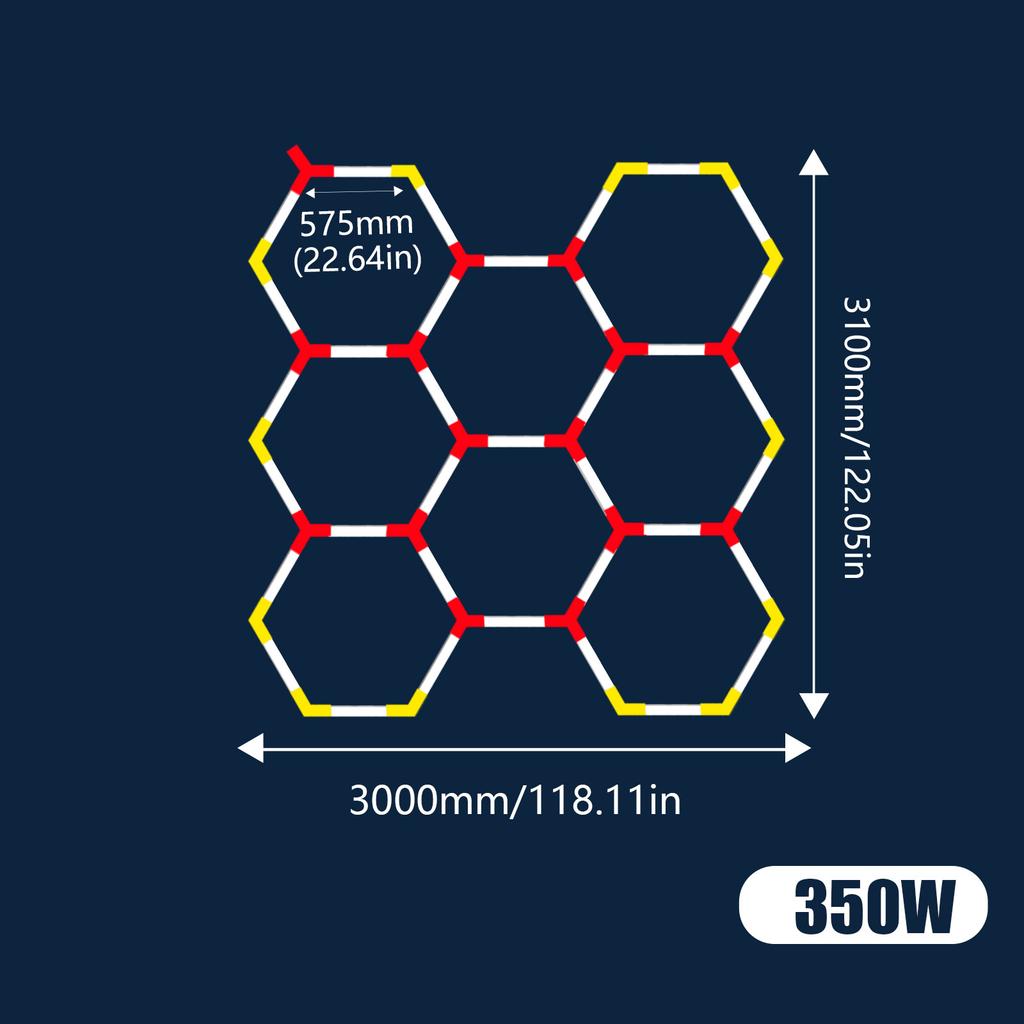 Hexagon LED Car Garage Light with Border 6500k Ceiling Light for Car Detailing Garage Workshop Gym Supermarket Barber Store