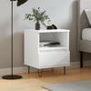 Bedside Table - Maison Exclusive - White - Engineered Wood - 1 Drawer + Compartment
