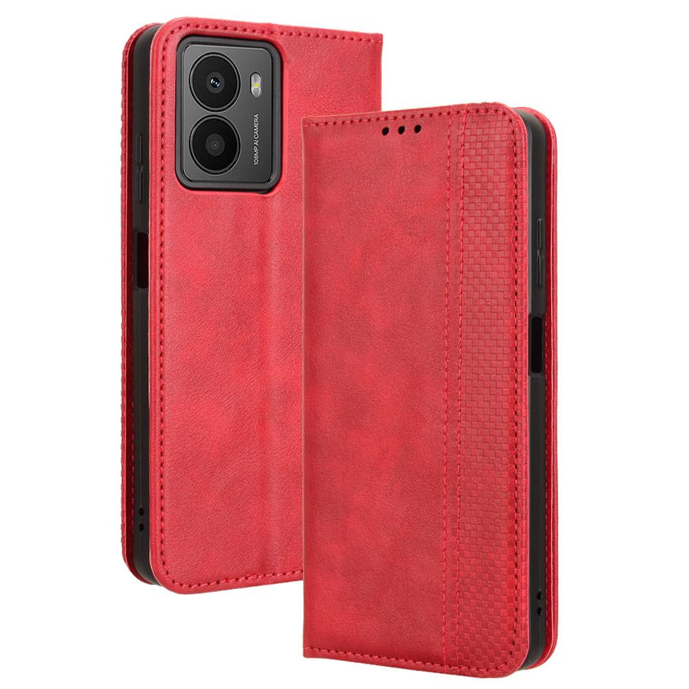 

Для HMD Fusion 5G Кожаный чехол Кошелек Подставка Ретро текстура Чехол для телефона Red