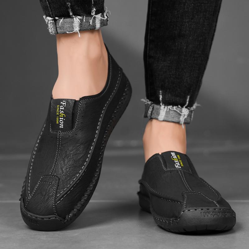 Handmade Genuine Leather Men's Casual Shoes Comfortable Moccasins Men Business Flats Shoes Driving Shoes