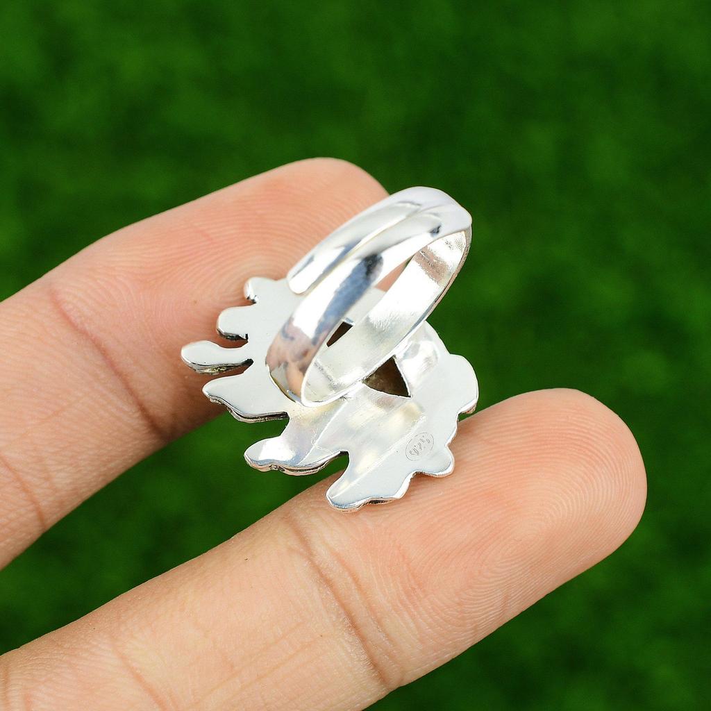 Anniversary Gift For Her Natural Moonstone Promise Adjustable Ring 925 Silver