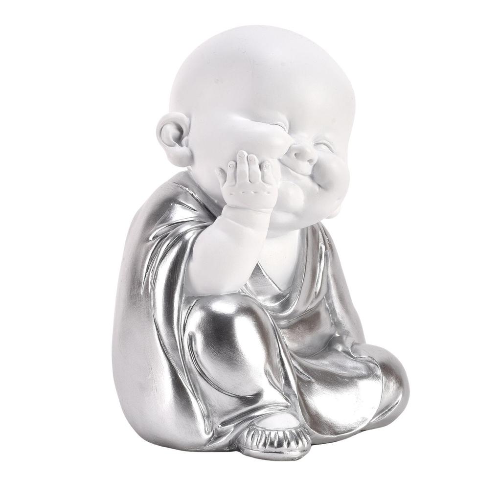Hestia White & Silver Buddha - Hand On Chin