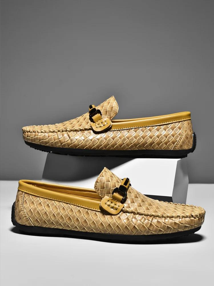 Leather Men's Shoes Slip On Moccasins Mens Breathable Black Brown Casual Shoes Luxury Brand Loafers Driving Shoes Zapatos Hombre