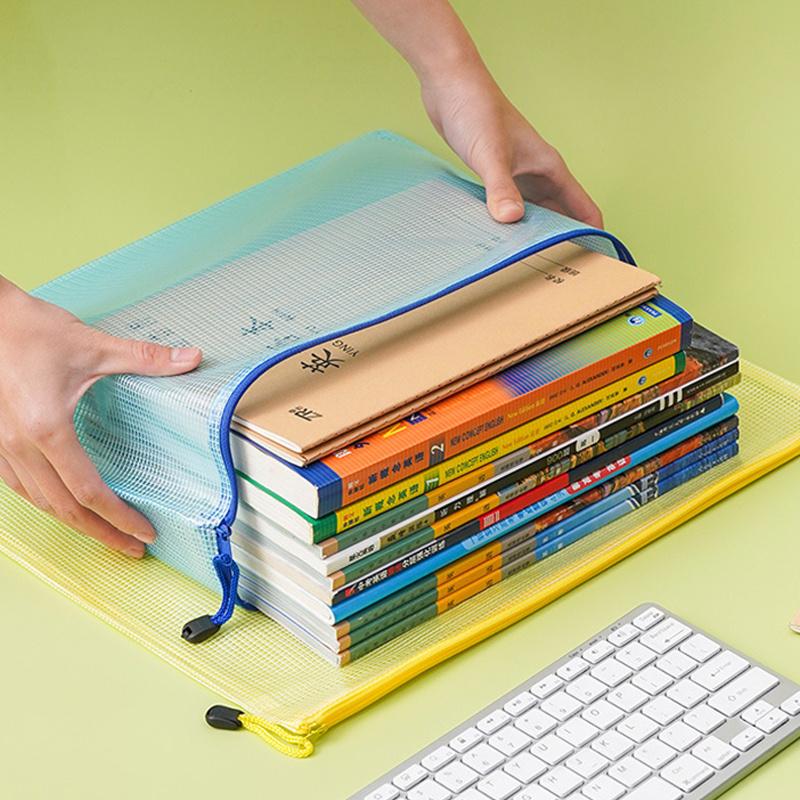 5~20PCS A4/A5 Mesh Zipper Pouch Document Bag Pen Bag Storage Bags Waterproof Zip File Folders School Office Supplies TMZ