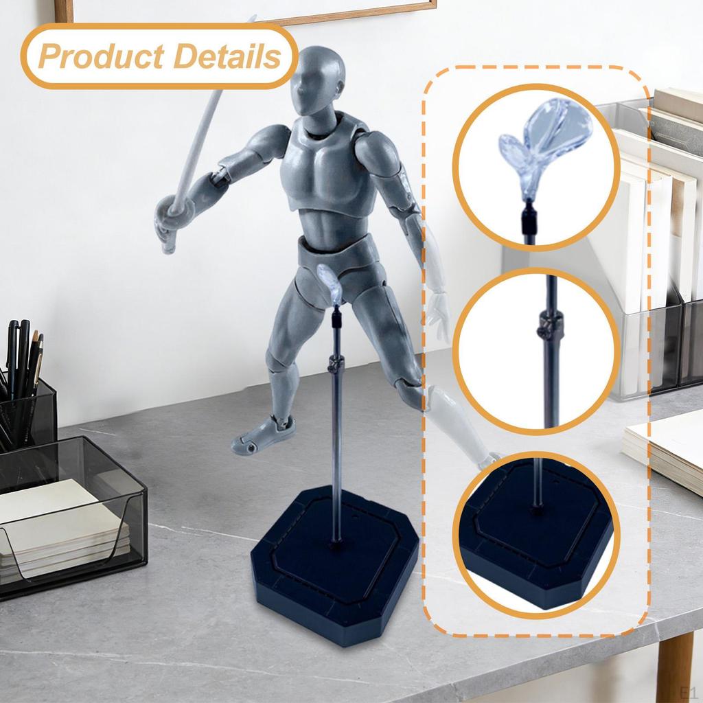 Doll Display Stand Holder Support Square Base Adjustable Height for 1/3 1/4 Scale